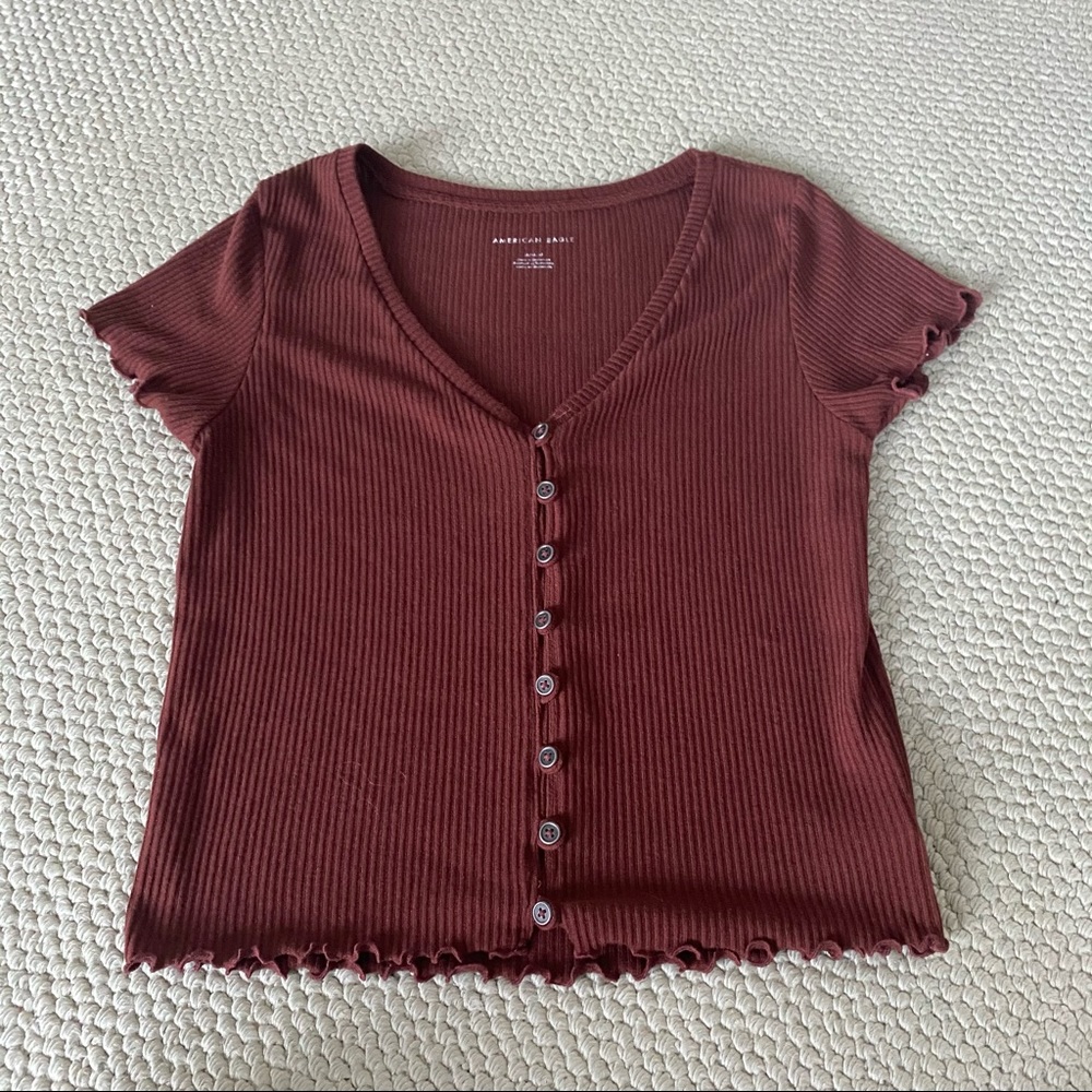 american eagle button up top